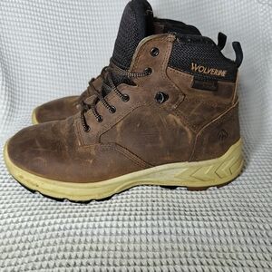 WOLVERINE 6" Alloy Toe WP Work Lace Up Brown Boot Men's Shoe Size 10M